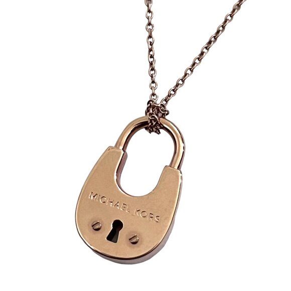 MICHAEL KORS Padlock pendant necklace Rose Gold tone - Picture 4 of 5